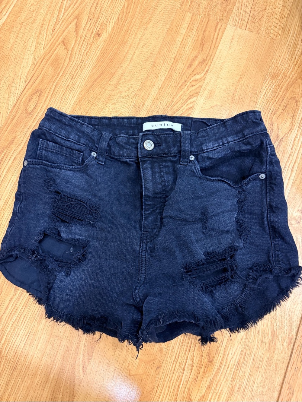 Black Distressed Women's Denim Shorts